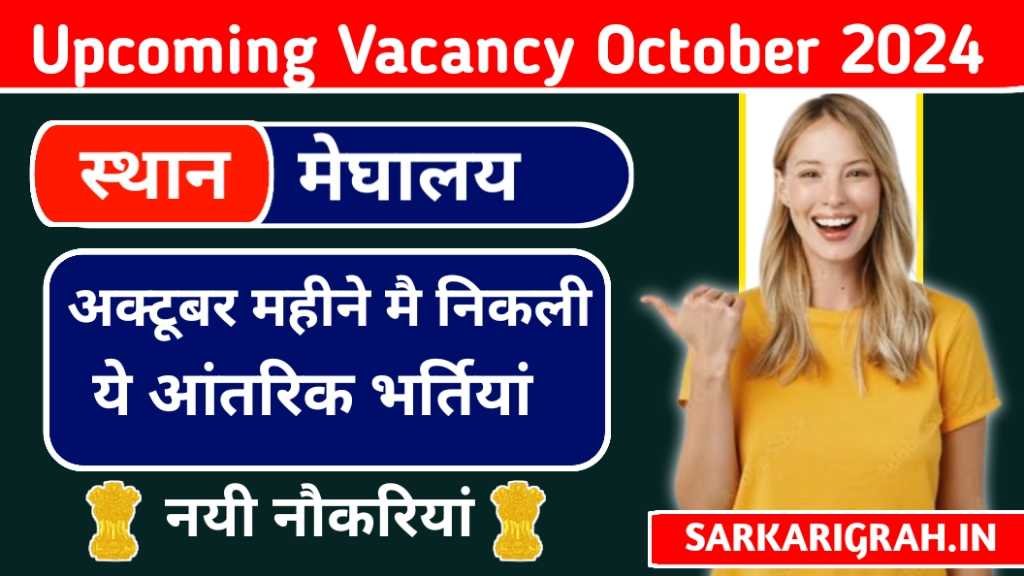 Upcoming Vacancy in Meghalaya October 2024